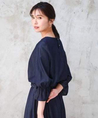 ＜MK MICHEL KLEIN (Women)＞［ＳＡＮＡＧＡＲＡシリーズ］デニムライク　キャンディースリーブブラウス／接触冷感／ＵＶカット／洗える