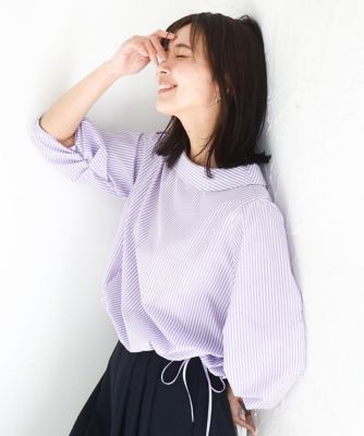 ＜MK MICHEL KLEIN (Women)＞ロールネック　ギャザースリーブブラウス／接触冷感／洗える