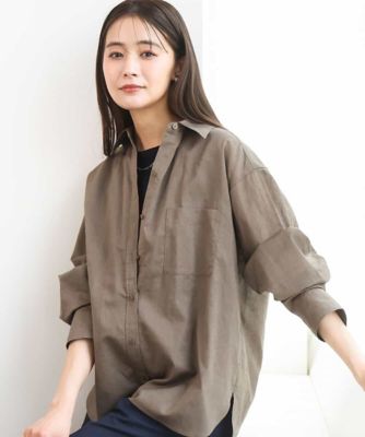 ＜MK MICHEL KLEIN (Women)＞リネン混カラーシャツブラウス／接触冷感／洗える