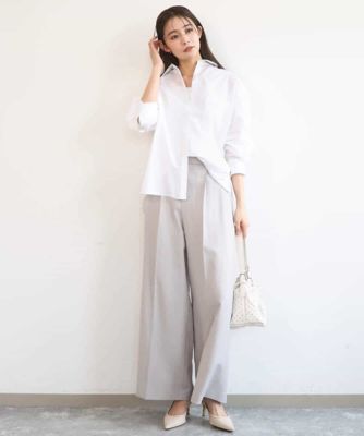 接触冷感／洗える］リネン混カラーシャツブラウス | MK MICHEL KLEIN