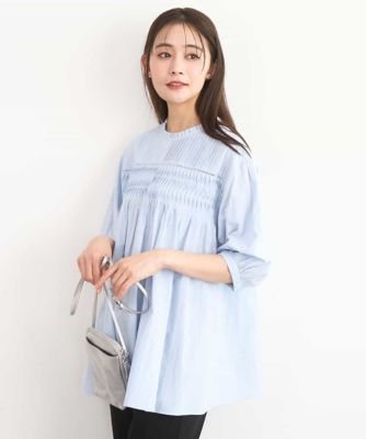 ＜MK MICHEL KLEIN (Women)＞コットンピンタックチュニックブラウス／洗える