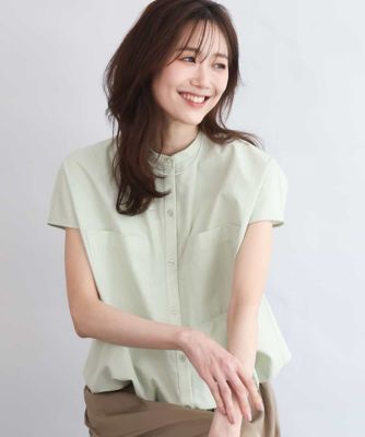 ＜MK MICHEL KLEIN (Women)＞［接触冷感／洗える］ドロストデザインバンドカラーブラウス