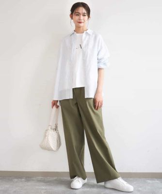 m*m様 GIORGIO ARMANI ストライプシャツ 39 リネン混 リネン混ストライプシャツブラウス／接触冷感／洗える | MK MICHEL