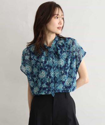 洗える］前後2way／更紗プリント花柄シフォンブラウス | MK MICHEL
