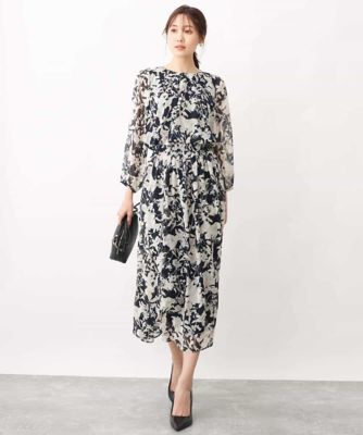 MK MICHEL  / エムケーミッシェルクラン 更紗プリント花柄シフォンブラウス/前後2way/洗える 更紗プリント花柄シフォンブラウス／前後2way／洗える | MK