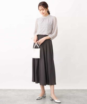 幾何柄シフォンスタンドカラーブラウス／洗える | MK MICHEL KLEIN