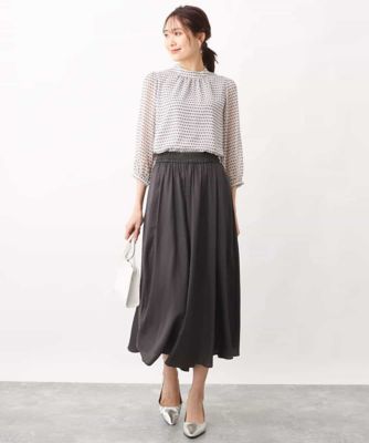 幾何柄シフォンスタンドカラーブラウス／洗える | MK MICHEL
