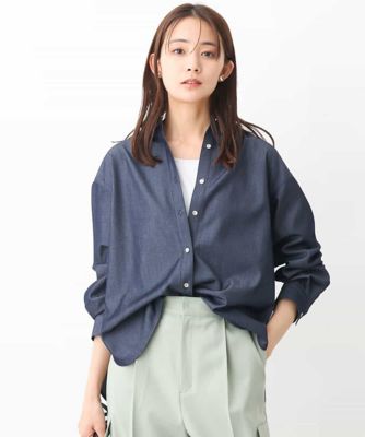 ＜MK MICHEL KLEIN (Women)＞デニムライクシャツブラウス／洗える