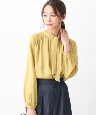 ＜MK MICHEL KLEIN (Women)＞前後２ｗａｙボウタイブラウス／接触冷感／洗える