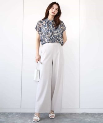 更紗プリント花柄シフォンブラウス／前後２ｗａｙ／洗える