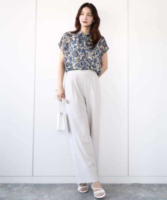 更紗プリント花柄シフォンブラウス／前後２ｗａｙ／洗える