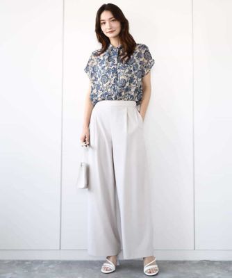 更紗プリント花柄シフォンブラウス／前後２ｗａｙ／洗える