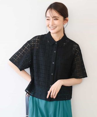 洗える］幾何レース五分袖シャツブラウス | MK MICHEL KLEIN (Women 