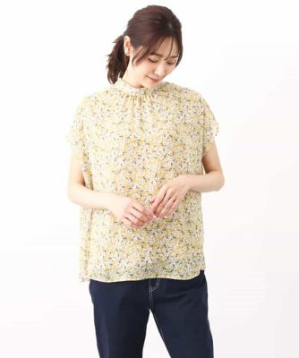 小花柄シフォンブラウス／２ｗａｙ／洗える