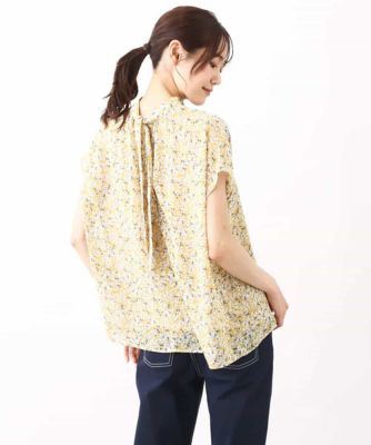 小花柄シフォンブラウス／２ｗａｙ／洗える