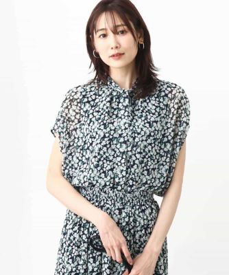 小花柄シフォンブラウス／２ｗａｙ／洗える