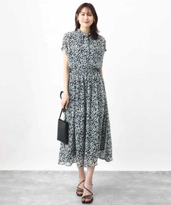 小花柄シフォンブラウス／２ｗａｙ／洗える