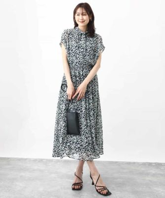 小花柄シフォンブラウス／２ｗａｙ／洗える