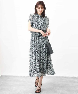 小花柄シフォンブラウス／２ｗａｙ／洗える