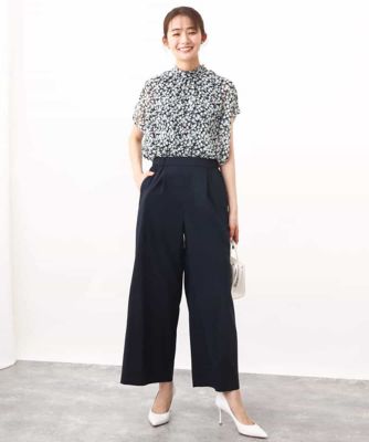 小花柄シフォンブラウス／２ｗａｙ／洗える