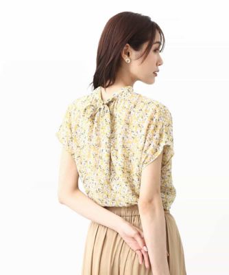 小花柄シフォンブラウス／２ｗａｙ／洗える