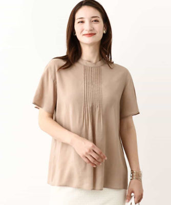 ＜MK MICHEL KLEIN (Women)＞フレアースリーブピンタックデザインシフォンブラウス／洗える