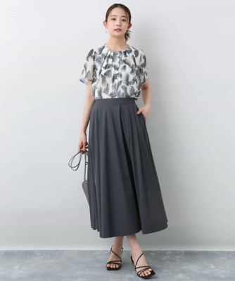 リーフ柄シフォンブラウス／洗える
