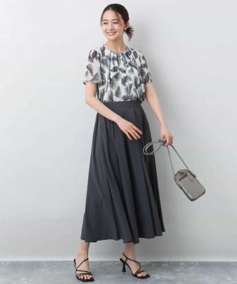 リーフ柄シフォンブラウス／洗える