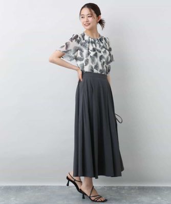 リーフ柄シフォンブラウス／洗える