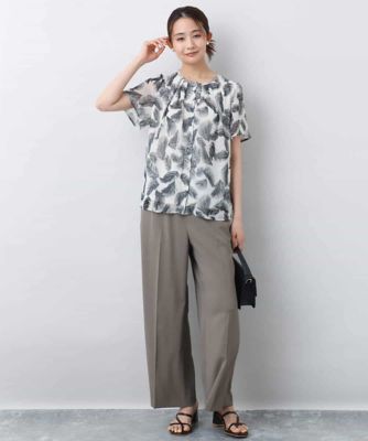 リーフ柄シフォンブラウス／洗える
