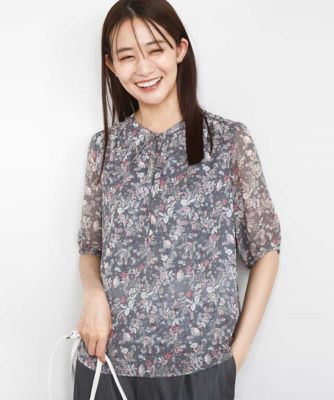 MK MICHEL KLEIN (Women)/エムケーミッシェルクラン フラワードットプリントシフォンブラウス/洗える グレー92 トップス【三越伊勢丹/公式】