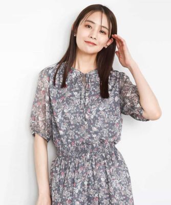 フラワードットプリントシフォンブラウス／洗える | MK MICHEL KLEIN