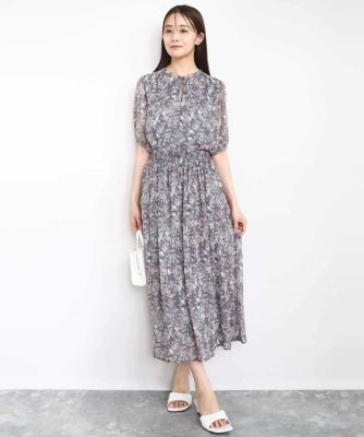 メル　ミエーレグランデ　ローマの休日　シフォンブラウス 更紗プリント花柄シフォンブラウス/前後2way/洗える(ブラウス