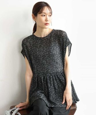洗える］花柄フレアチュニックブラウス | MK MICHEL KLEIN (Women