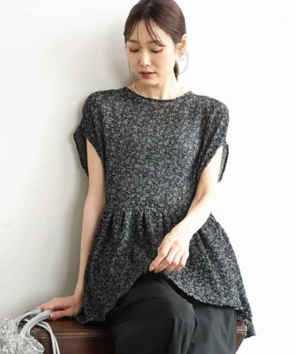 洗える］花柄フレアチュニックブラウス | MK MICHEL KLEIN (Women