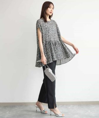 洗える］花柄フレアチュニックブラウス | MK MICHEL KLEIN (Women