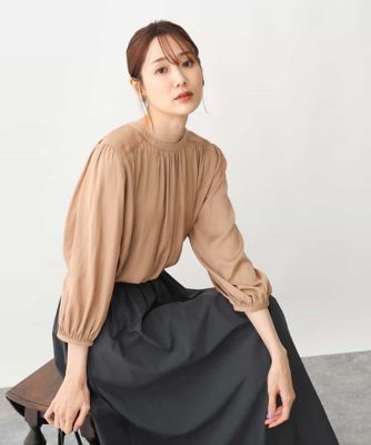 ＜MK MICHEL KLEIN (Women)＞起毛サテンギャザーブラウス／２ｗａｙ／洗える