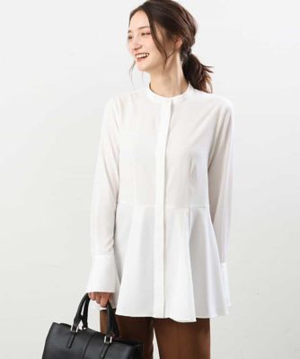 ＜MK MICHEL KLEIN (Women)＞フレアーシルエットシャツブラウス／洗える