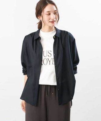 ＜MK MICHEL KLEIN (Women)＞ギャザーツイルシャツブラウス／洗える