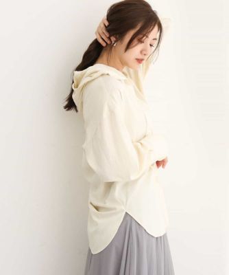 ＜MK MICHEL KLEIN (Women)＞ソフトツイルフーディーブラウス／洗える