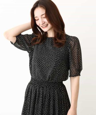 モダンドット柄シフォンブラウス／洗える