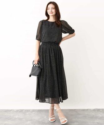 モダンドット柄シフォンブラウス／洗える