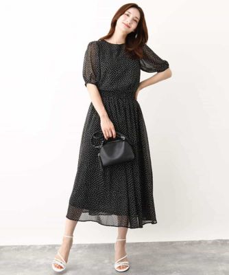 モダンドット柄シフォンブラウス／洗える