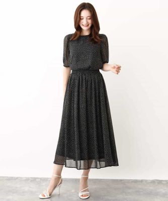 モダンドット柄シフォンブラウス／洗える