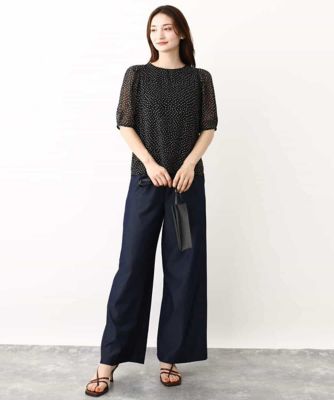 モダンドット柄シフォンブラウス／洗える
