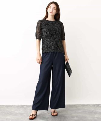 モダンドット柄シフォンブラウス／洗える