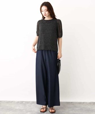 モダンドット柄シフォンブラウス／洗える
