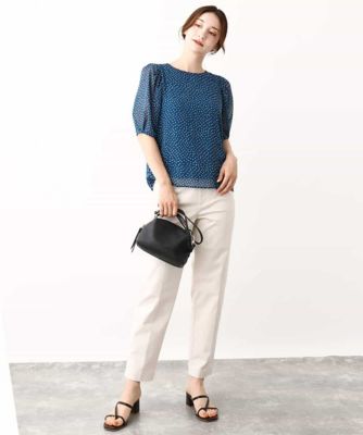 モダンドット柄シフォンブラウス／洗える