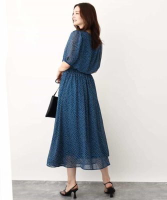 モダンドット柄シフォンブラウス／洗える