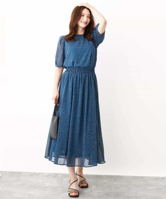 モダンドット柄シフォンブラウス／洗える